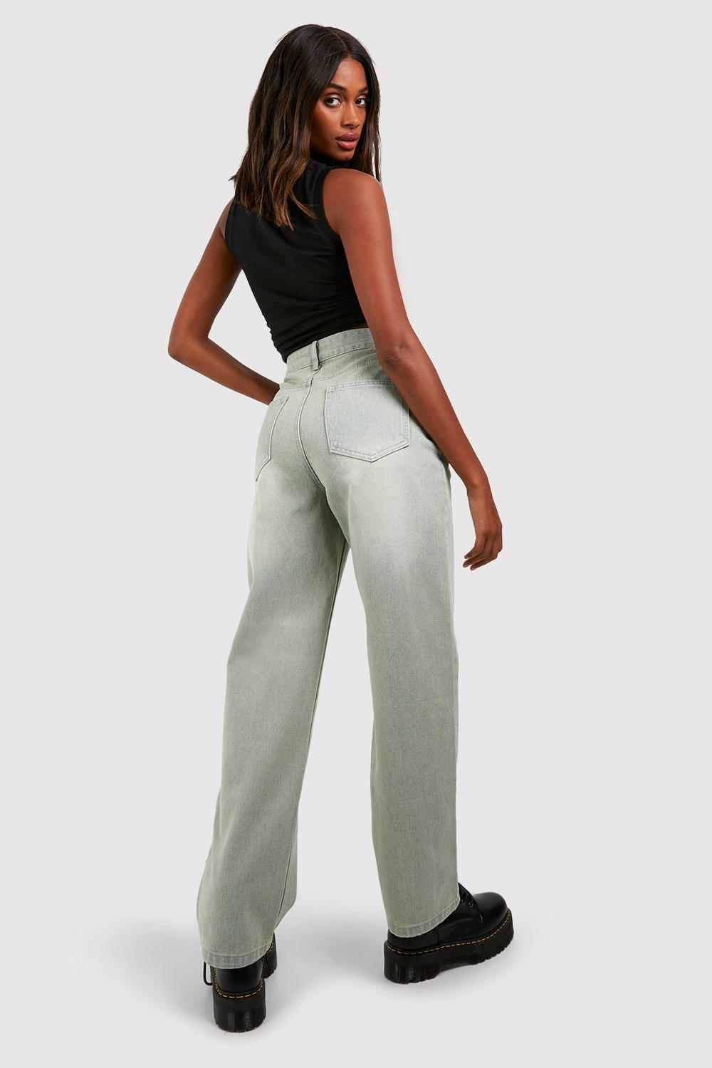 Boohoo wide leg jeans sales
